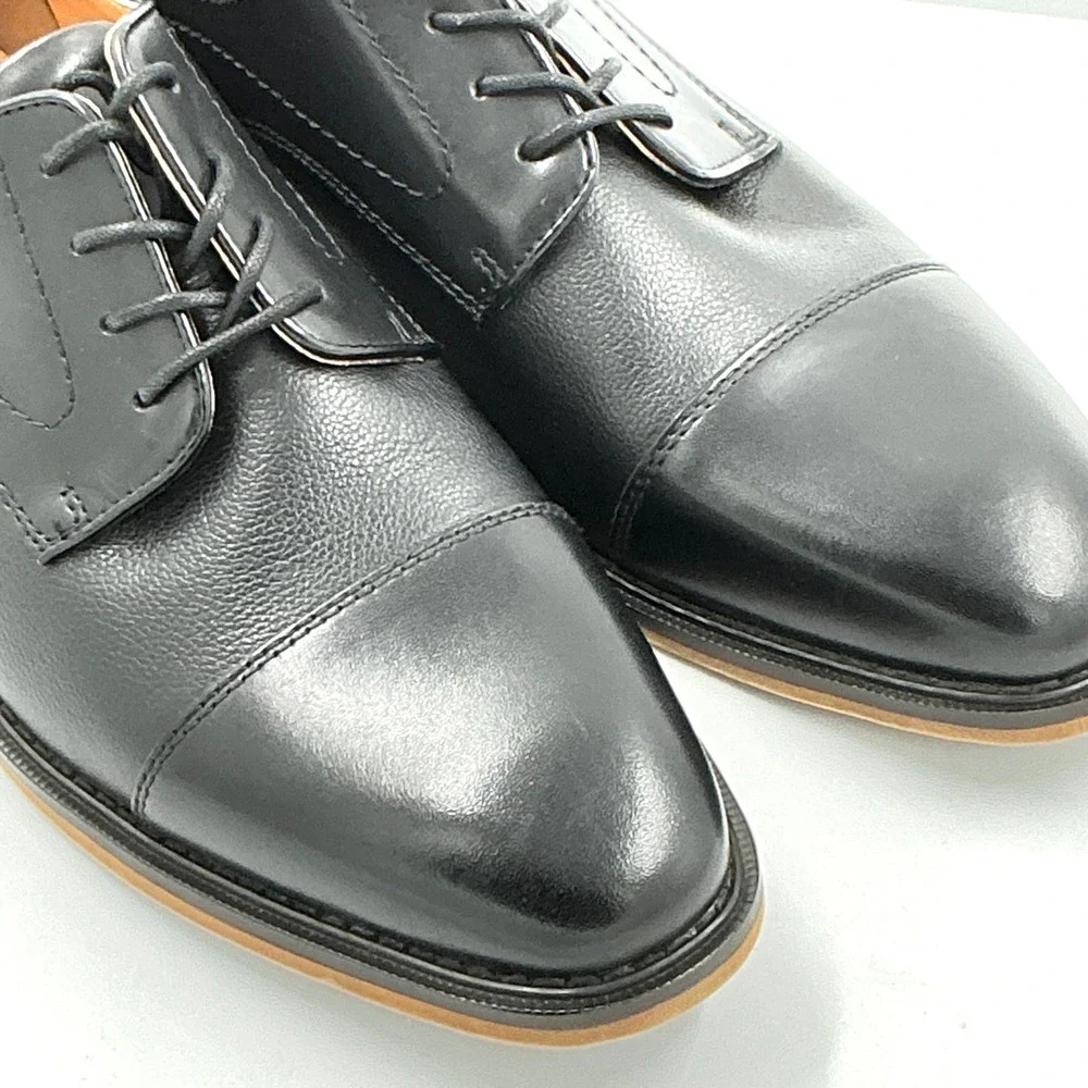 Nordstrom Rack Mens Size 11 Black Leather Cap Toe Derby Dress Shoes NEW Radian